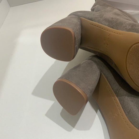 NINE WEST Kerianna Woman’s Tall Boots BLOCK HEEL GRAY Faux Suede High Boots 8.5 - Picture 7 of 11